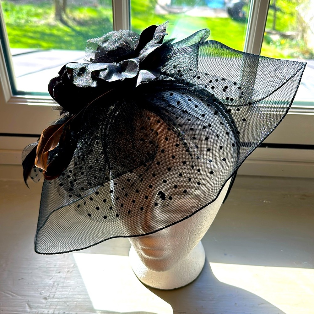 Derby Day ready! Black fascinator with diamante detail and feathers